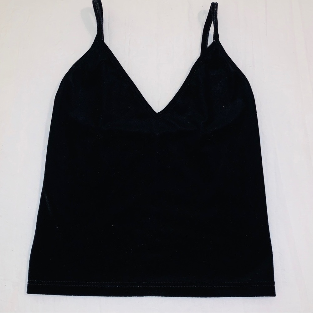 4/$25♦️ JOHN GALT Black Velvet Crop Top Tank Top